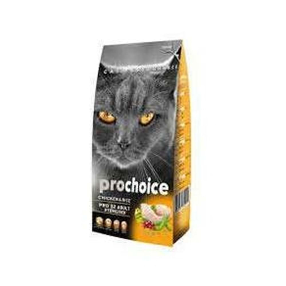 PROCHOİCE CAT ADULT PRO 32 STERİLİSED CHİCKEN&RICE KISIRLAŞTIRILMIŞ KEDİ MAMASI 2 KG