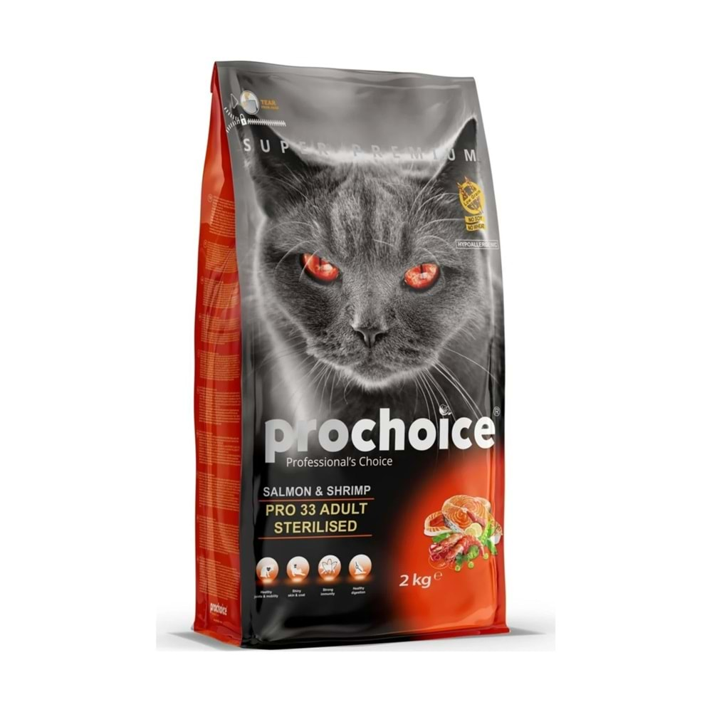 PROCHOİCE CAT ADULT PRO 33 STERİLİSED SALMON&SHRIMP KISIRLAŞTIRILMIŞ KEDİ MAMASI 15 KG