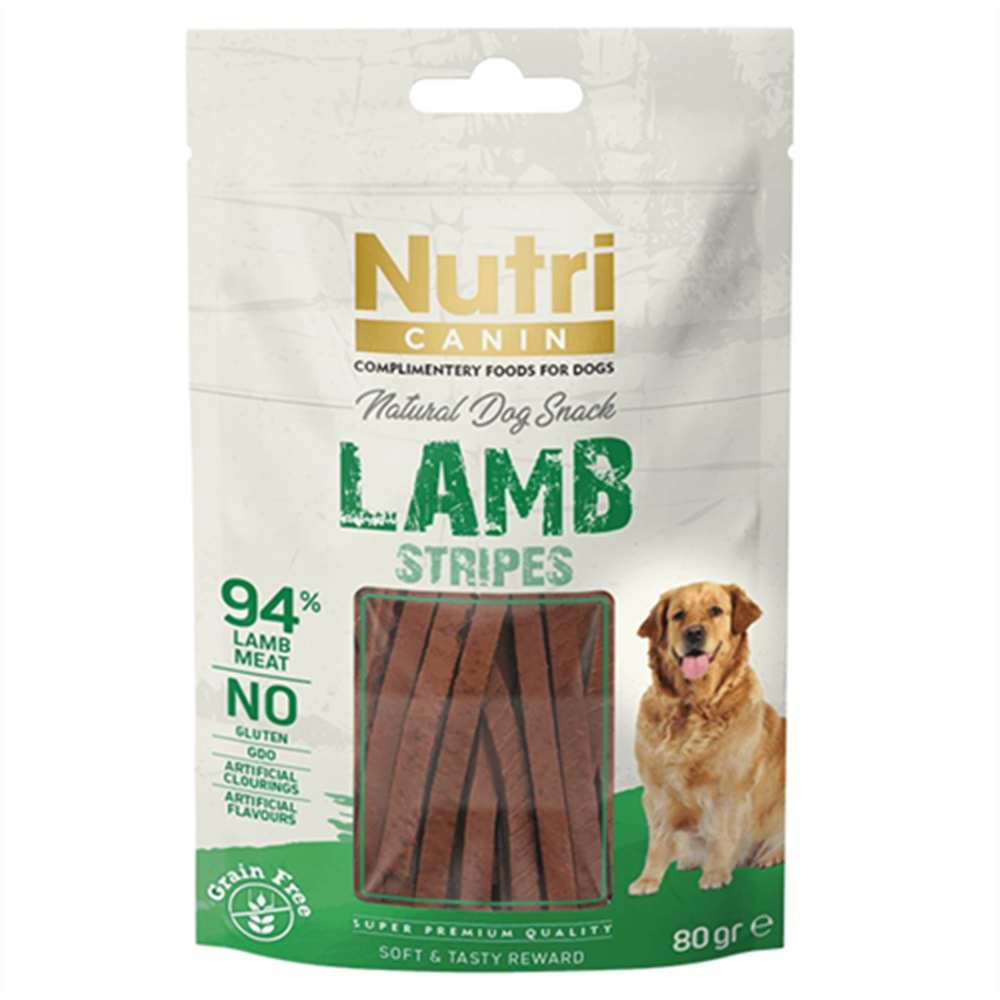 NUTRİ CANİN NATURAL DOG SNACK LAMB STRIPES 80 GR