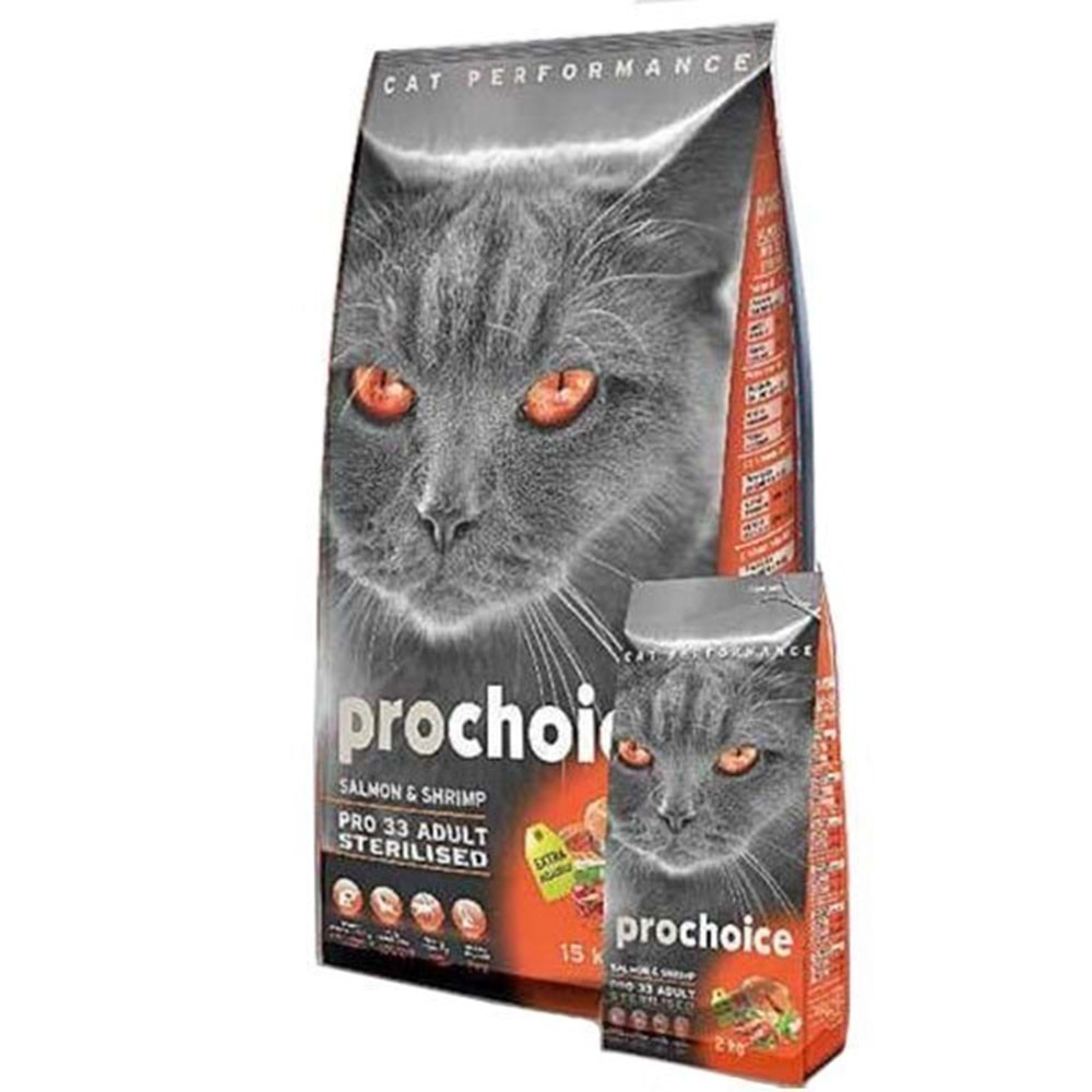 PROCHOİCE CAT ADULT PRO 33 STERİLİSED SALMON&SHRIMP KISIRLAŞTIRILMIŞ KEDİ MAMASI 2 KG