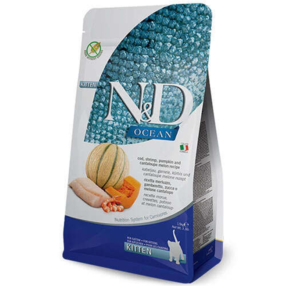 N&D OCEAN F.KİTTEN PUMPKİN MORİNA B.&KARİDES&KAVUN 1,5 KG