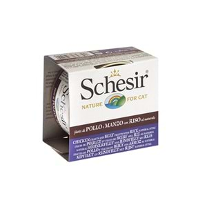 SCHESİR 85 GR KEDİ KONSERVE - TAVUKLU, SIĞIRLI VE PİRİNÇLİ DOĞAL STİL