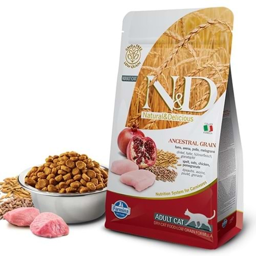 N&D ANCESTRAL GRAIN TAVUK, KILÇIKSIZ BUĞDAY, YULAF & NAR YETİŞKİN 1,5 KG