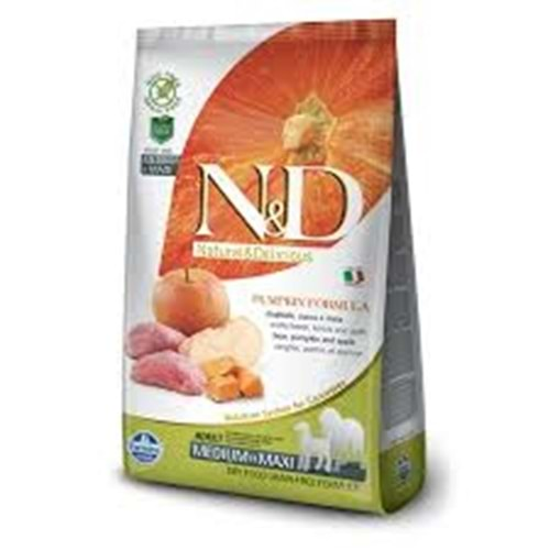 N&D PUMPKIN TAHILSIZ YABAN DOMUZU & ELMA YETİŞKİN MEDIUM & MAXI 12 KG