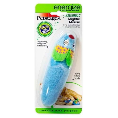 PETSTAGES GREEN MAGIC MIGHTIE MOUSE OYUNCAK