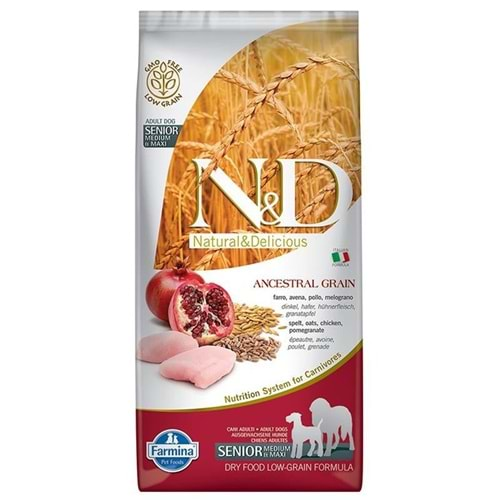 N&D C.ADULT SENIOR MEDIUM/MAXI ANCESTRAL TAVUK NAR 12 KG