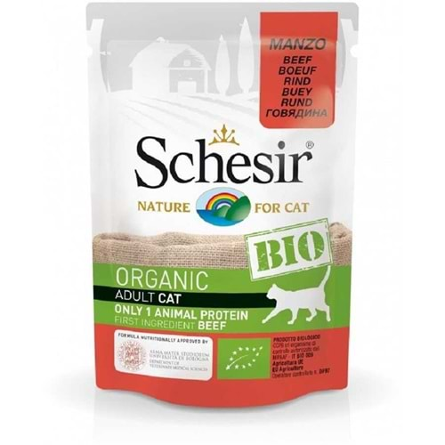 SCHESİR 85 GR POUCH ORGANIC ADULT CAT - BEEF