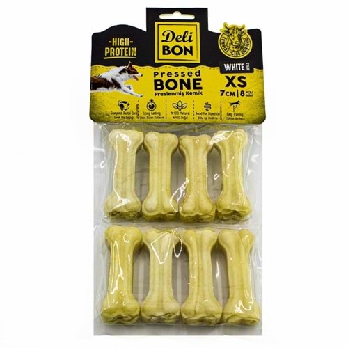 DELİBON DERİ PRES KEMİK XS BOY 8Lİ PAKET BEYAZ 7 CM