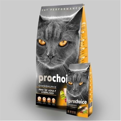 PROCHOİCE CAT ADULT PRO 32 STERİLİSED CHİCKEN&RICE KISIRLAŞTIRILMIŞ KEDİ MAMASI 15 KG