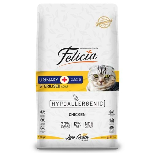 FELİCİA AZ TAHILLI F.STERİLİSED TAVUKLU 12 KG