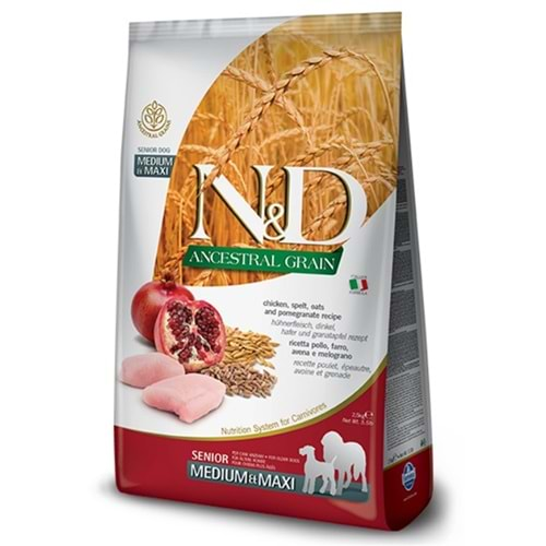 N&D C.ADULT ANCESTRAL GRAİN SENİOR MEDIUM&MAXI TAVUK&NAR 2,5KG